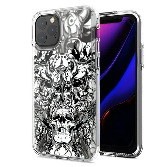 MUNDAZE For Apple iPhone 11 Viking Skull Design Double Layer Phone Case Cover