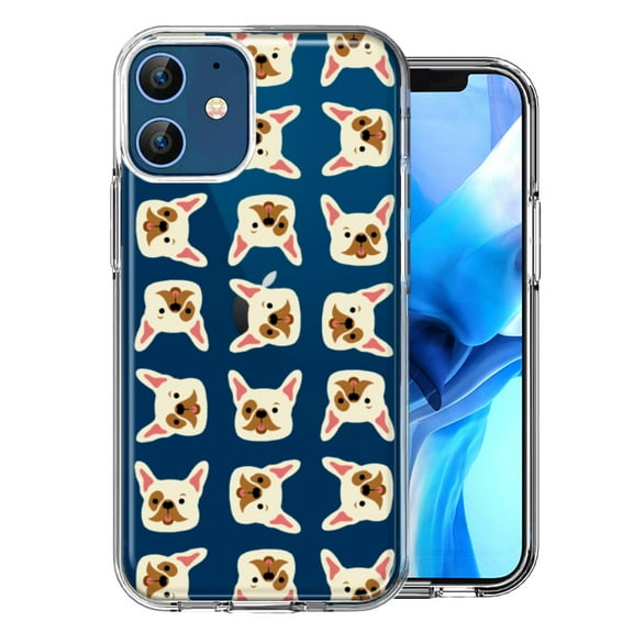 MUNDAZE For Apple iPhone 12 Frenchie Bulldog Polkadots Design Double Layer Phone Case Cover