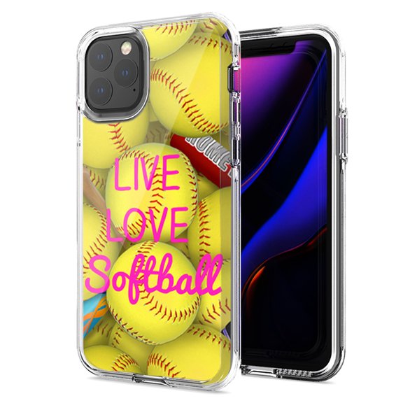 MUNDAZE For Apple iPhone 12 Mini Love Softball Design Double Layer Phone Case Cover