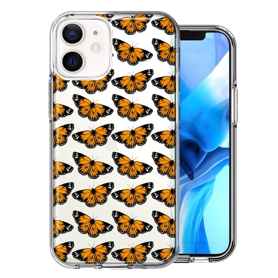 MUNDAZE For Apple iPhone 12 Mini Monarch Butterflies Design Double Layer Phone Case Cover