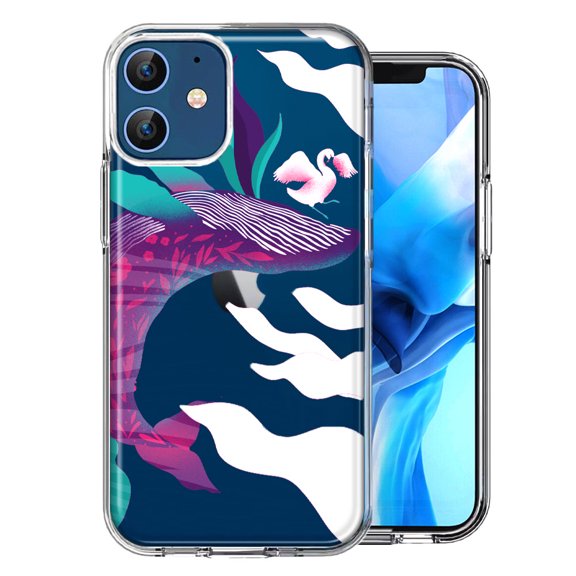 MUNDAZE For Apple iPhone 12 Mystic Floral Whale Design Double Layer Phone Case Cover