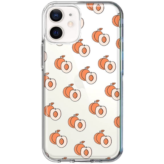 MUNDAZE For Apple iPhone 12 Polka Dot Peaches Design Double Layer Phone Case Cover