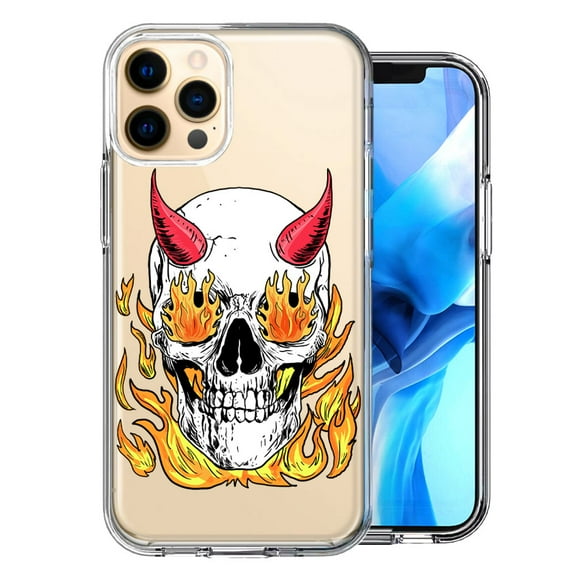 MUNDAZE For Apple iPhone 12 Pro Max Flamming Devil Skull Design Double Layer Phone Case Cover