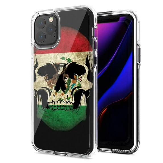 MUNDAZE For Apple iPhone 12 Pro Max Mexico Flag Skull Design Double Layer Phone Case