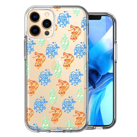 MUNDAZE For Apple iPhone 12 Pro Snakes Skulls Roses Design Double Layer Phone Case Cover