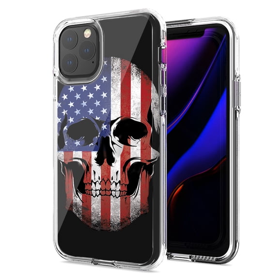 MUNDAZE For Apple iPhone 12/iPhone 12 Pro US Flag Skull Double Layer Phone Case Cover