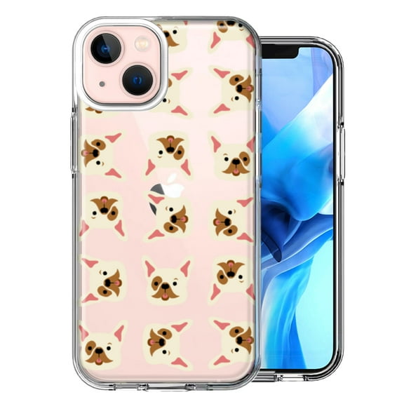 MUNDAZE For Apple iPhone 13 Frenchie Bulldog Polkadots Design Double Layer Phone Case Cover