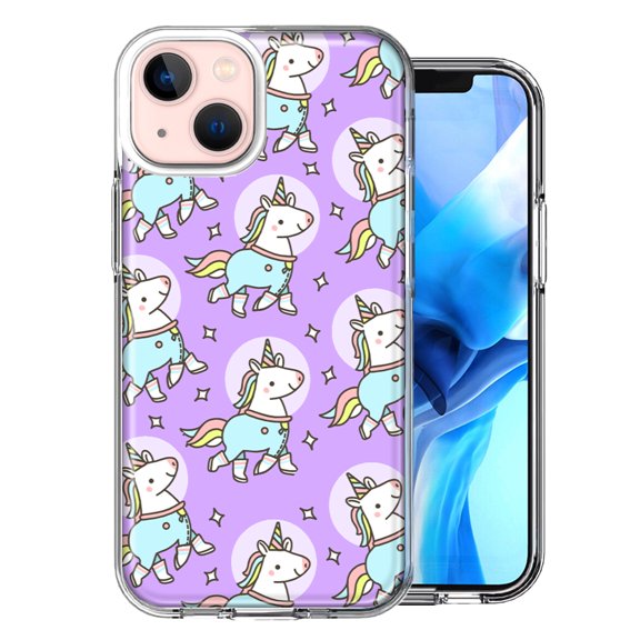 MUNDAZE For Apple iPhone 13 Mini Cute Unicorn Purple Design Double Layer Phone Case Cover