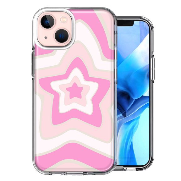 MUNDAZE For Apple iPhone 13 Pink Bubble Gum Endless Stars Design Double Layer Phone Case Cover