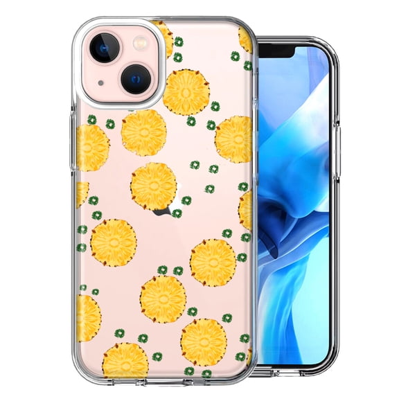 MUNDAZE For Apple iPhone 13 Polkadots Pineapples Design Double Layer Phone Case Cover