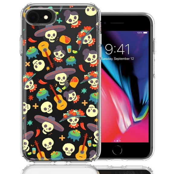 MUNDAZE For Apple iPhone 6/7/8/SE Day of the Dead Design Double Layer Phone Case Cover