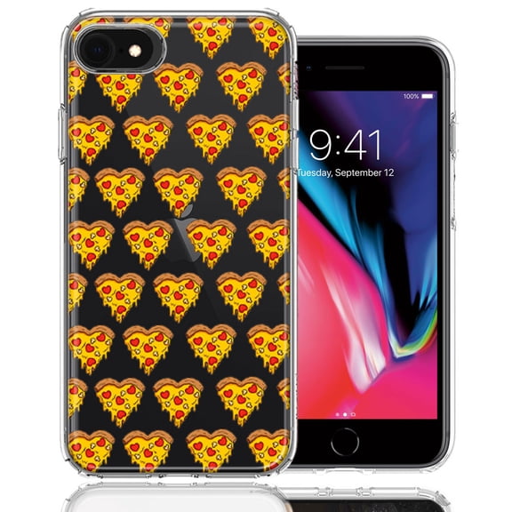 MUNDAZE For Apple iPhone 6/7/8/SE Pizza Hearts Polka dots Design Double Layer Phone Case Cover