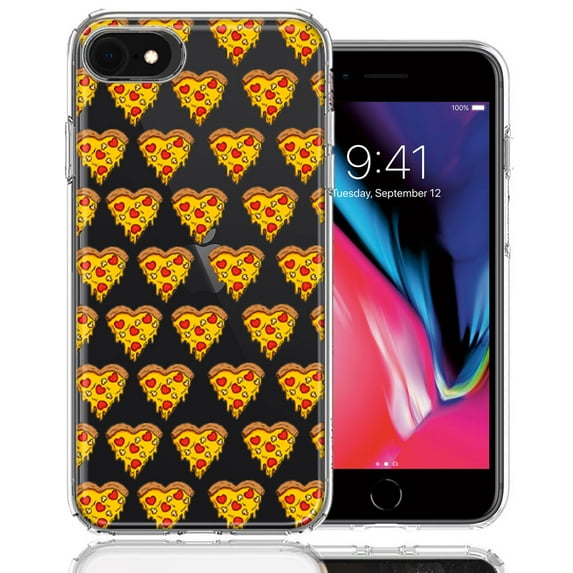 MUNDAZE For Apple iPhone 6/7/8/SE Pizza Hearts Polka dots Design Double Layer Phone Case Cover