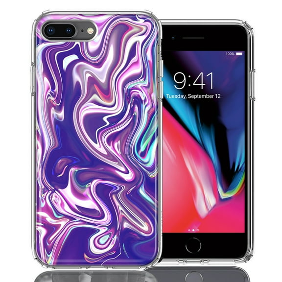 MUNDAZE For Apple iPhone 7/8 Plus Purple Paint Swirl Design Double Layer Phone Case Cover