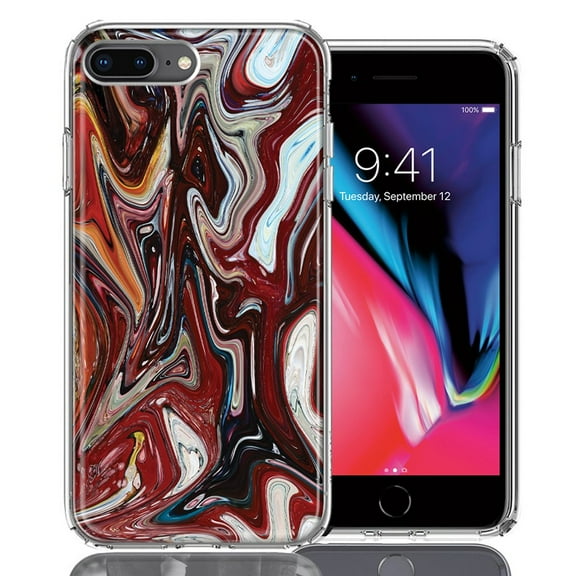 MUNDAZE For Apple iPhone 7/8 Plus Red White Abstract Design Double Layer Phone Case Cover