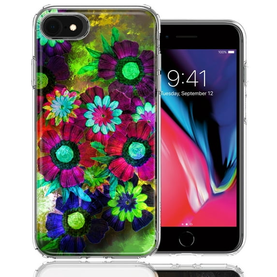 MUNDAZE For Apple iPhone 7/8/SE Colorful Daisies Design Double Layer Phone Case Cover