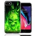 thumbnail image 1 of MUNDAZE For Apple iPhone 7/8/SE Green Flaming Skull Design Double Layer Phone Case Cover, 1 of 2