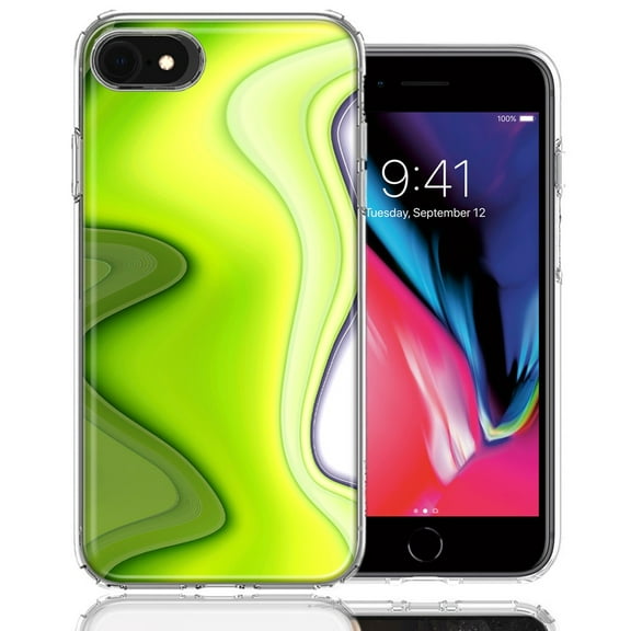 MUNDAZE For Apple iPhone 7/8/SE Green White Abstract Design Double Layer Phone Case Cover