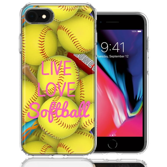 MUNDAZE For Apple iPhone 7/8/SE Love Softball Design Double Layer Phone Case Cover
