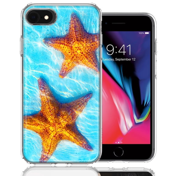 MUNDAZE For Apple iPhone 7/8/SE Ocean Starfish Design Double Layer Phone Case Cover