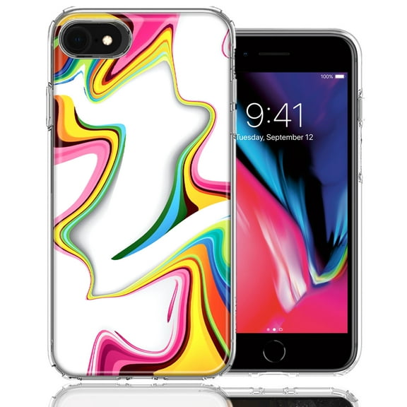 MUNDAZE For Apple iPhone 7/8/SE Rainbow Abstract Design Double Layer Phone Case Cover