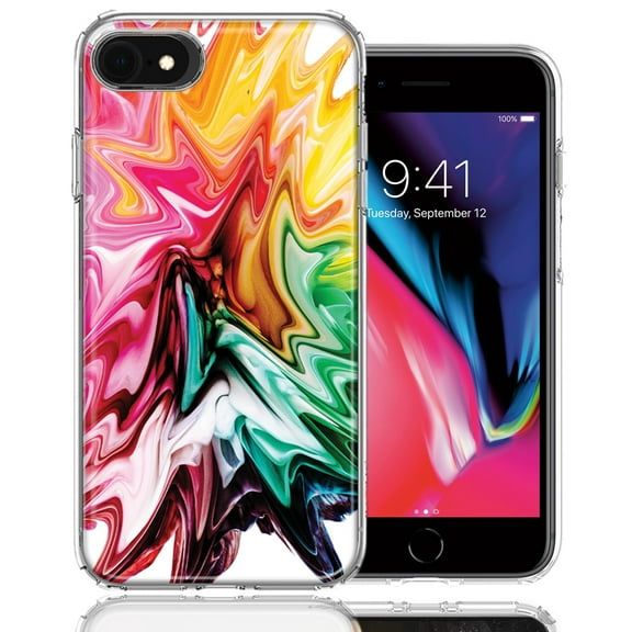 MUNDAZE For Apple iPhone 7/8/SE Rainbow Flower Abstract Design Double Layer Phone Case Cover