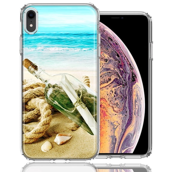 MUNDAZE For Apple iPhone XR Beach Message Bottle Design Double Layer Phone Case Cover