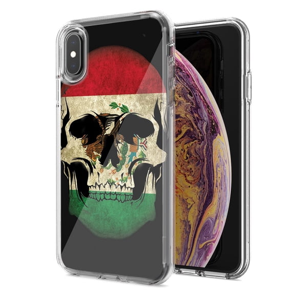MUNDAZE For Apple iPhone XR Mexico Flag Skull Design Double Layer Phone Case Cover