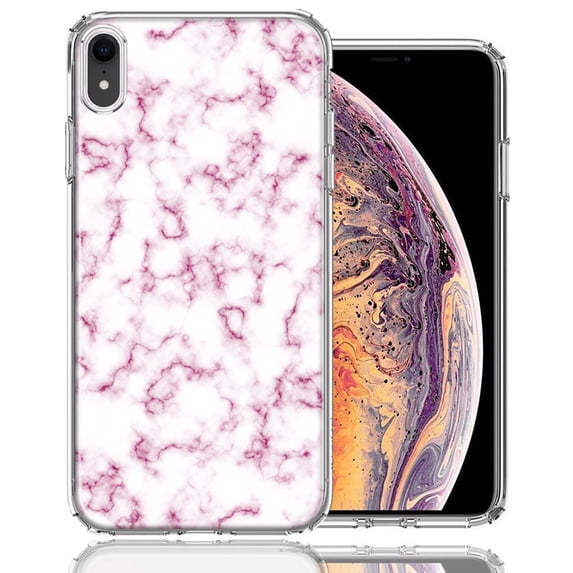 MUNDAZE For Apple iPhone XR Pink Marble Design Double Layer Phone Case Cover