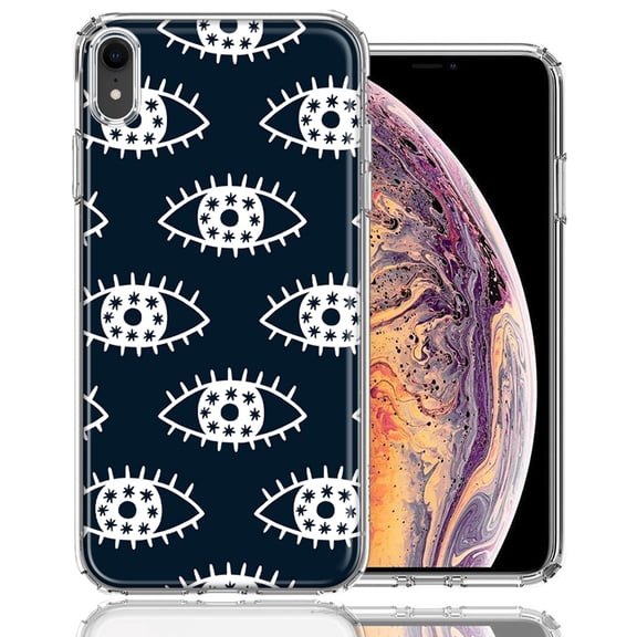 MUNDAZE For Apple iPhone XR Starry Evil Eyes Design Double Layer Phone Case Cover