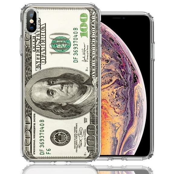 MUNDAZE For Apple iPhone XS/X Benjamin $100 Bill Design Double Layer Phone Case Cover