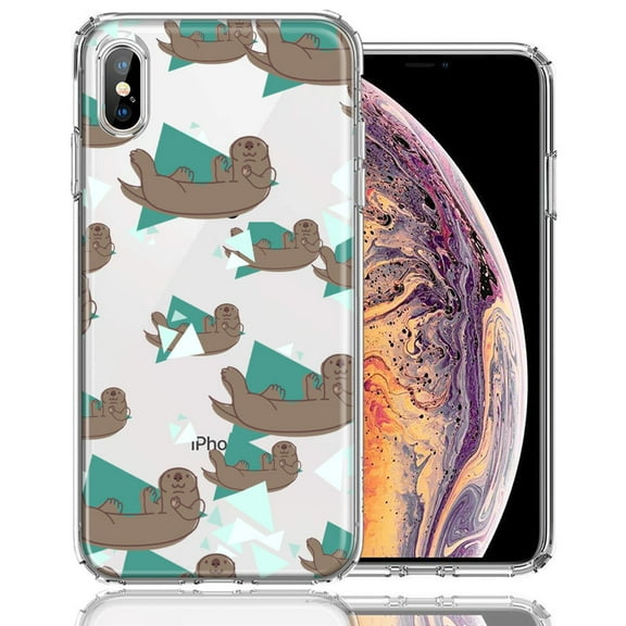 MUNDAZE For Apple iPhone XS/X Cute Otter Design Double Layer Phone Case Cover