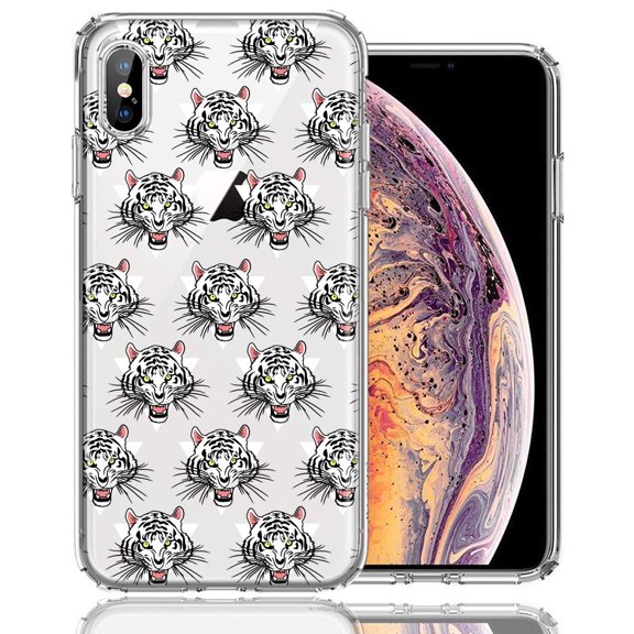 MUNDAZE For Apple iPhone XS/X Fierce Tiger Polkadots Design Double Layer Phone Case Cover