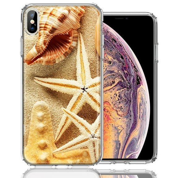 MUNDAZE For Apple iPhone XS/X Sand Shells Starfish Design Double Layer Phone Case Cover