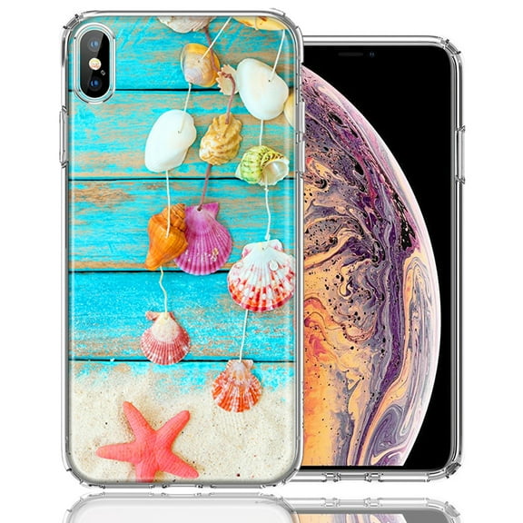 MUNDAZE For Apple iPhone XS/X Seashell Wind chimes Design Double Layer Phone Case Cover