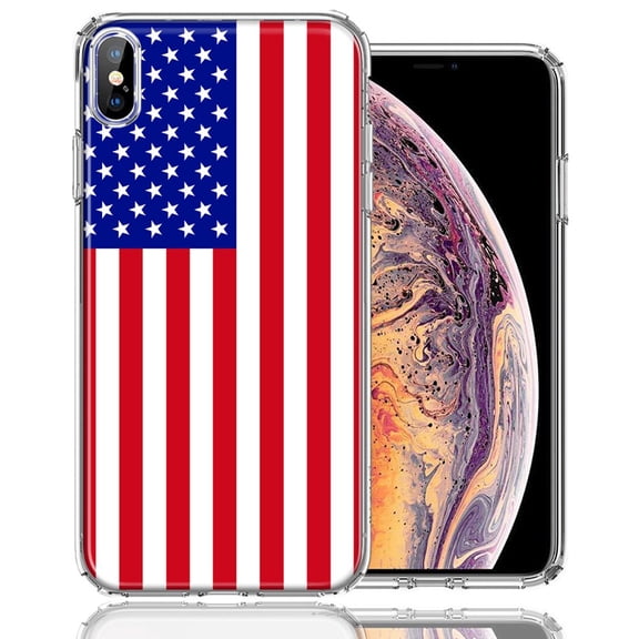 MUNDAZE For Apple iPhone XS/X USA American Flag Design Double Layer Phone Case Cover