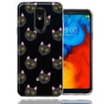 thumbnail image 1 of MUNDAZE For LG Aristo 2/3/K8 Black Cat Polkadots Design Double Layer Phone Case Cover, 1 of 3