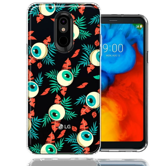 MUNDAZE For LG Aristo 2/3/K8 Halloween Creepy Tropical Eyeballs Design Double Layer Phone Case Cover