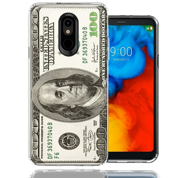 MUNDAZE For LG Aristo 2/3/Zone 4/Fortune 2/Risio 3/Tribute Dynasty/Empire Benjamin $100 Bill Design Double Layer Phone Case Cover