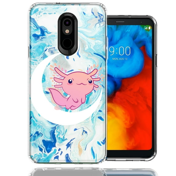 MUNDAZE For LG Aristo 4/Escape PLUS/Tribute Royal Pink Axolotl Moon Mable Design Double Layer Phone Case Cover