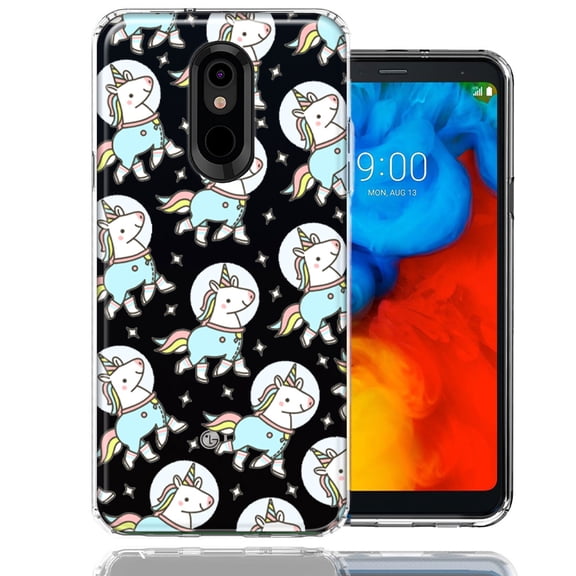 MUNDAZE For LG Aristo 4/Escape PLUS/Tribute Royal Space Unicorns Design Double Layer Phone Case Cover