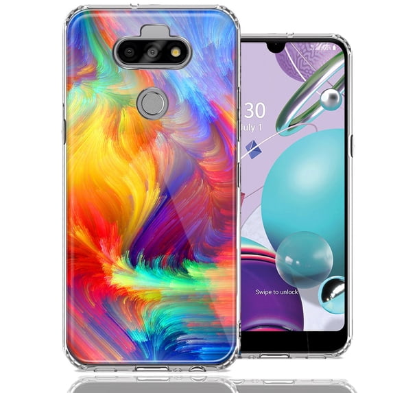 MUNDAZE For LG Aristo 5/K31/Fortune 3 Feather Paint Design Double Layer Phone Case Cover