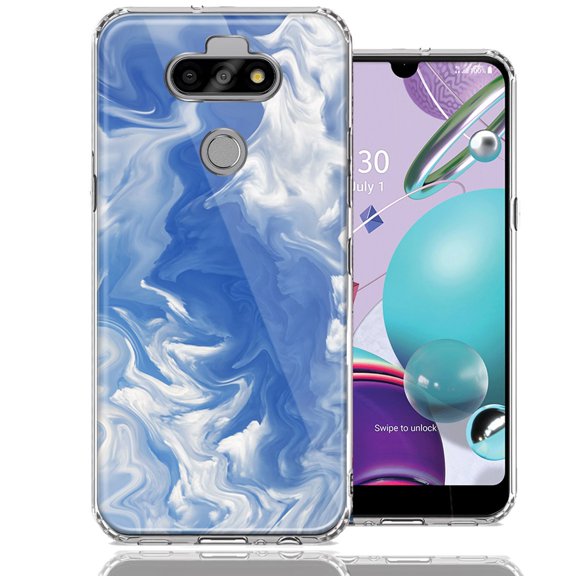 MUNDAZE For LG Aristo 5/K31/Fortune 3 Sky Blue Swirl Design Double Layer Phone Case Cover