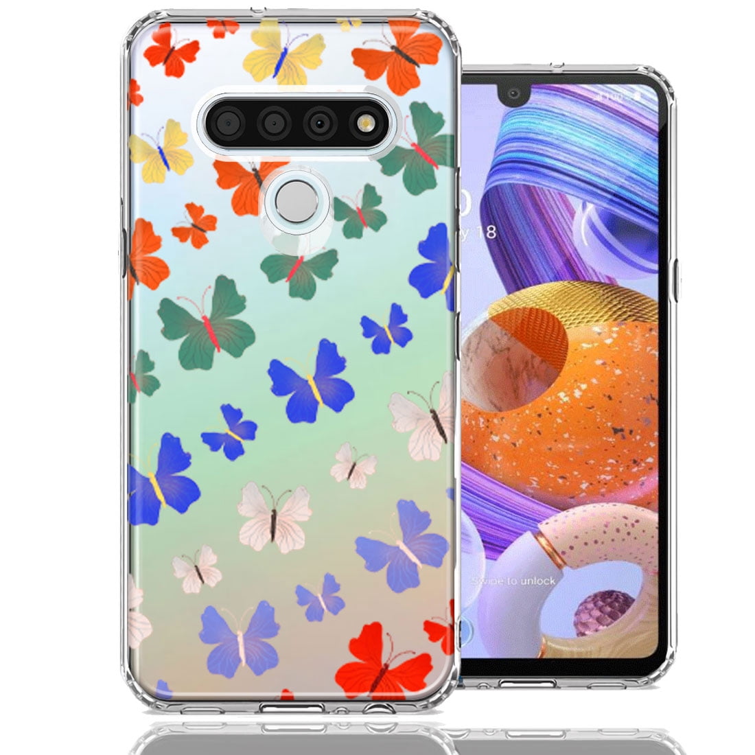 MUNDAZE For LG K51 Colorful Butterflies Design Double Layer Phone Case ...
