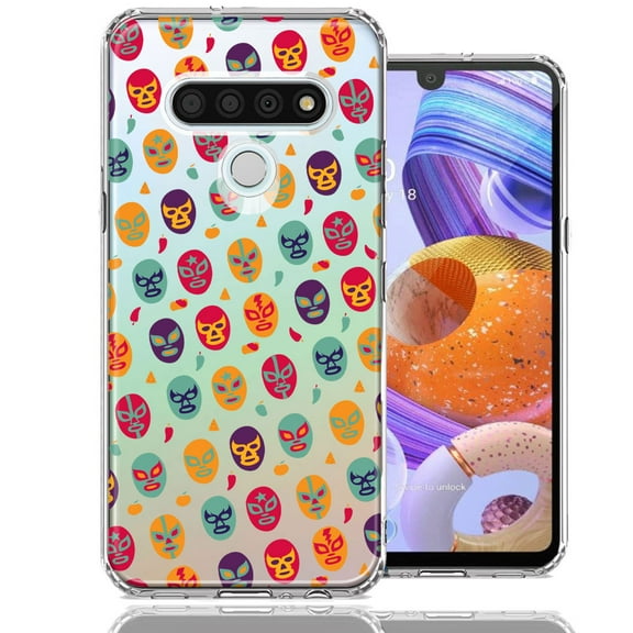MUNDAZE For LG K51 Lucha Libre Masks Design Double Layer Phone Case Cover