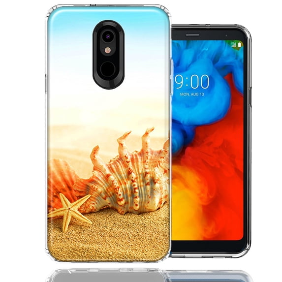 MUNDAZE For LG Stylo 4 Beach Shell Design Double Layer Phone Case Cover