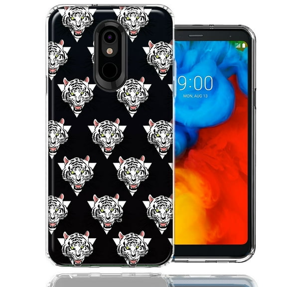 MUNDAZE For LG Stylo 5 Fierce Tiger Polkadots Design Double Layer Phone Case Cover