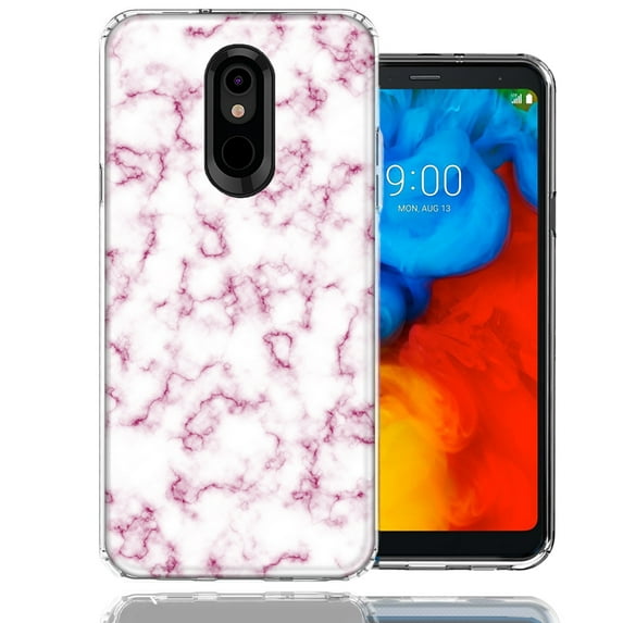 MUNDAZE For LG Stylo 5 Pink Marble Design Double Layer Phone Case Cover