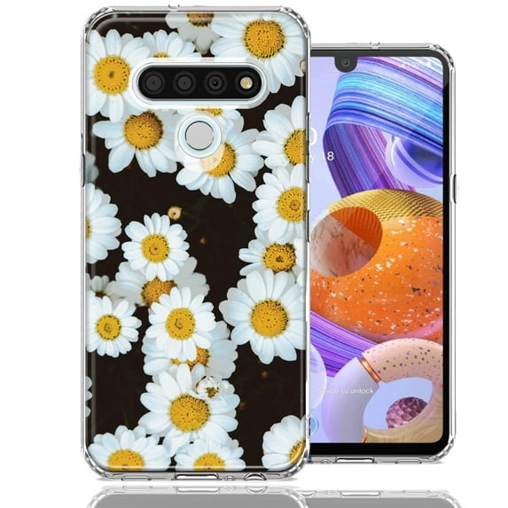 MUNDAZE For LG Stylo 6 Cute Daisy Flower Design Double Layer Phone Case Cover