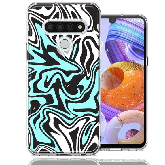 MUNDAZE For LG Stylo 6 Mint Black Abstract Design Double Layer Phone Case Cover